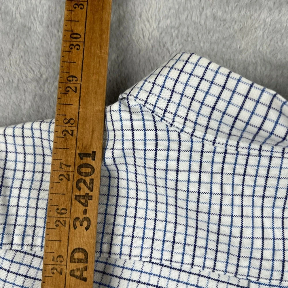 Ralph Lauren Button Down Shirt Boys 20 White Blue Grid Check Cotton Preppy